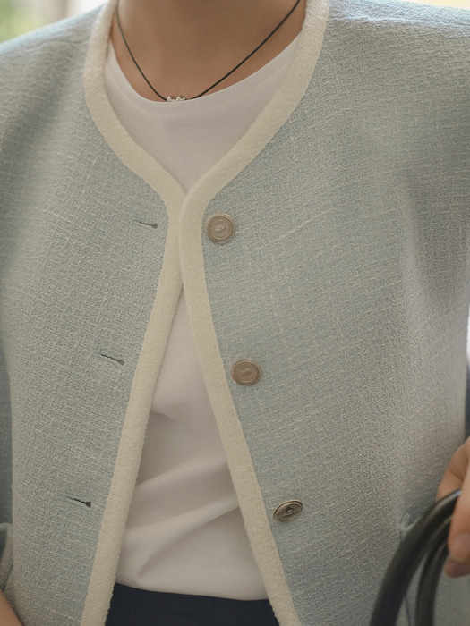 Haper line tweed jacket_Sky blue