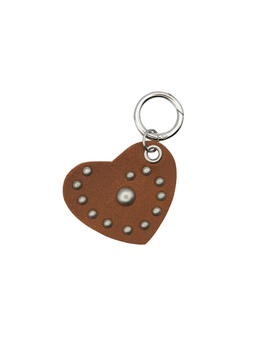 leather heart keyring-brown