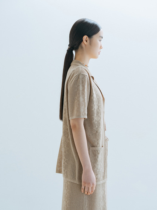 LINEN BLENDED CROCHET SHIRT_BEIGE