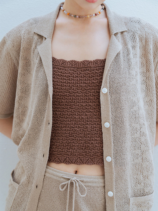 LINEN BLENDED CROCHET SHIRT_BEIGE