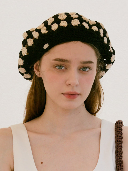 No.231 / Fruits Crochet Beret _ Cookies and Cream