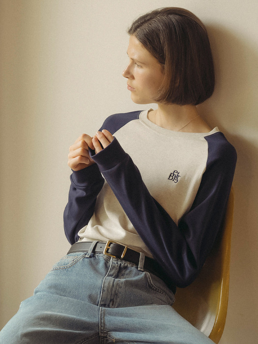 Raglan embroidered cotton T-shirt_Navy