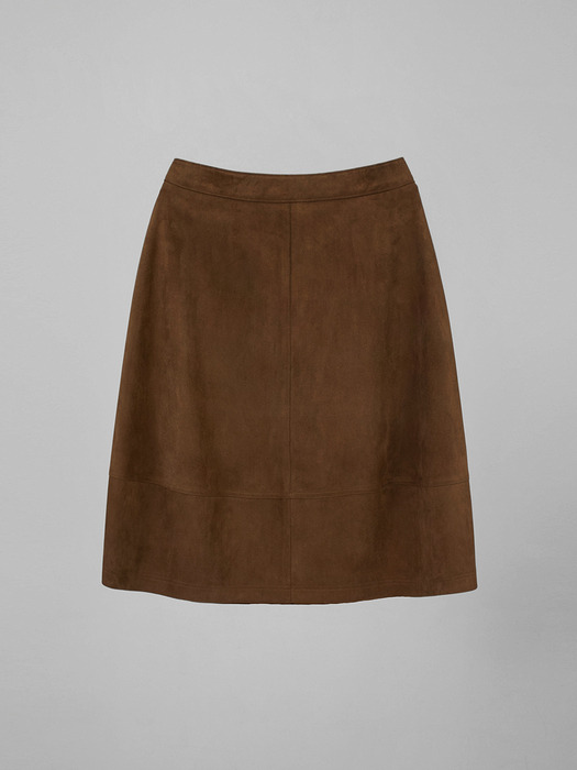 VOLUME SUEDE SKIRT_CAMEL