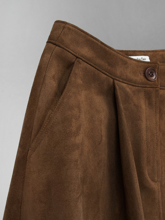 VOLUME SUEDE SKIRT_CAMEL