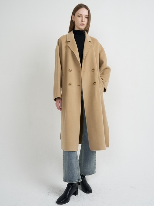 Cashmere-blend Handmade Double Long Coat_2color