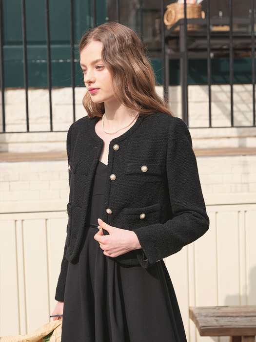 Lautre Feminine Black Tweed Jacket