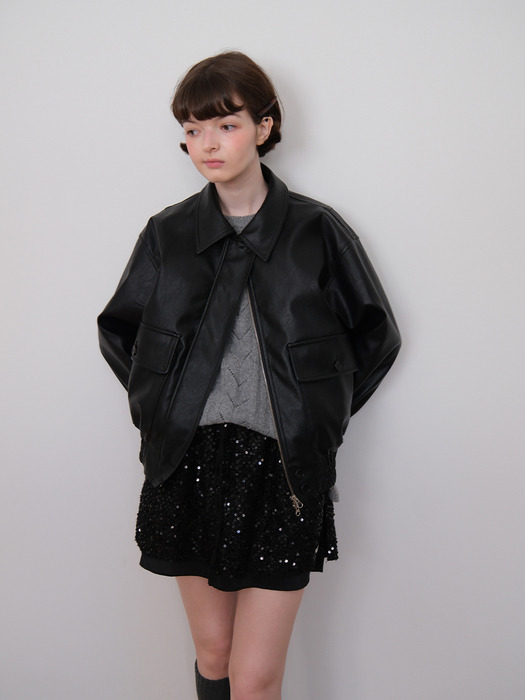 faux leather blouson jacket