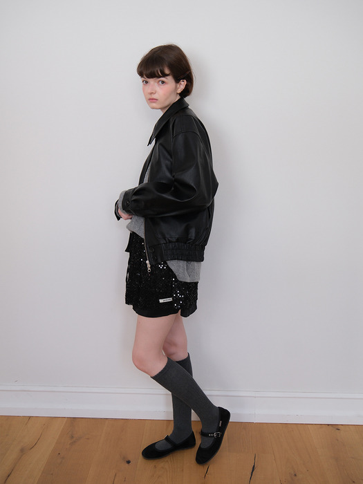 faux leather blouson jacket