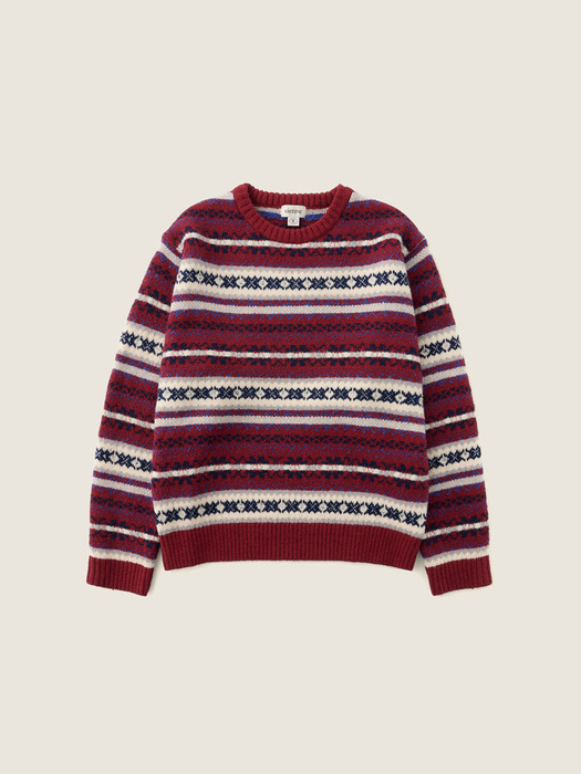 Grandpa Jacquard Knit (Burgundy)