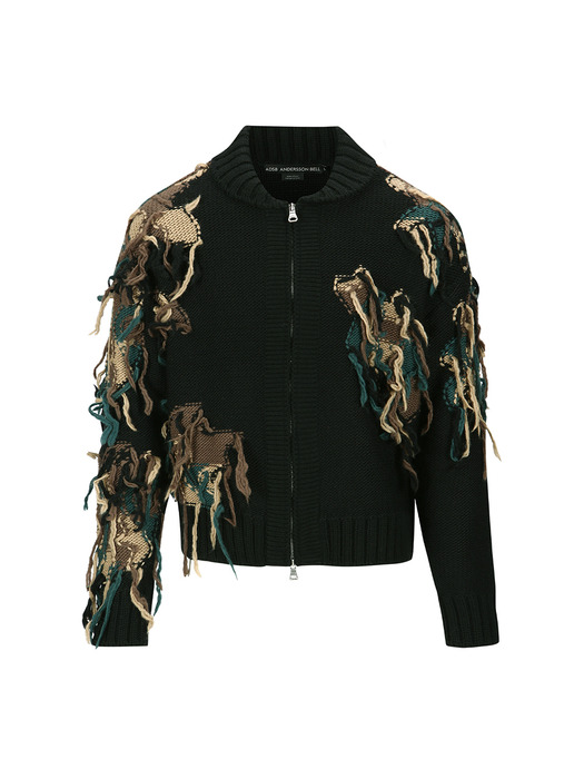 NEW CAMOUFLAGE ZIP-UP CARDIGAN atb1153m(BLACK)