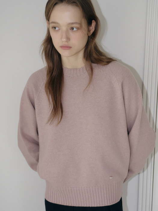 CASH MERINO WOOL ROUND KNIT_MAUVE PINK