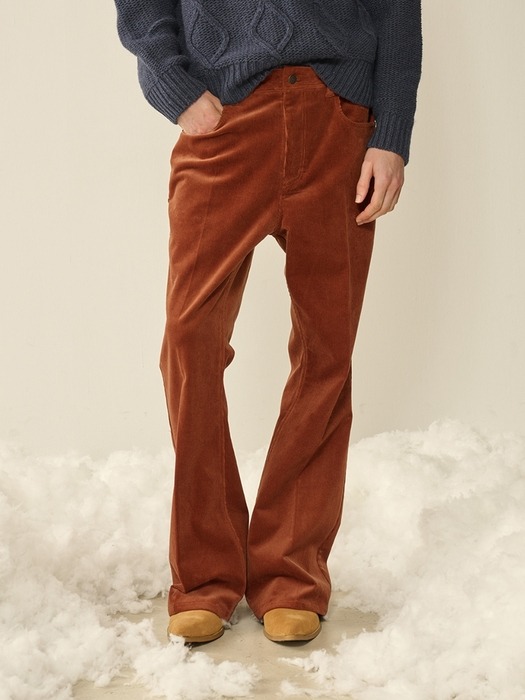 Carpenter Corduroy Flare Pants_Cinnamon Brown