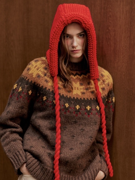 CHAMONIX  NORDIC KNIT PULLOVER_BROWN