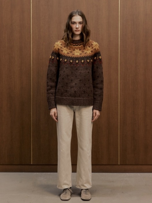 CHAMONIX  NORDIC KNIT PULLOVER_BROWN