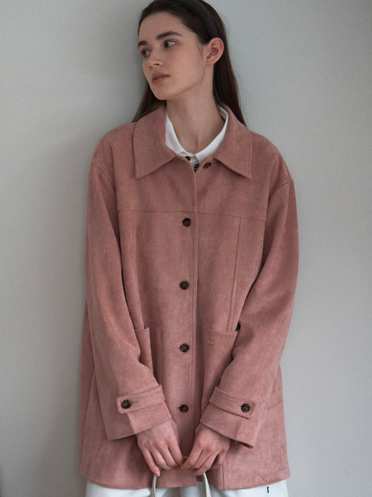 [단독]]MELLOW SUEDE HALF JACKET [PINK]