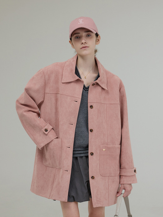 MELLOW SUEDE HALF JACKET [PINK]