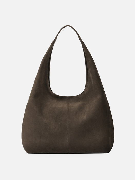 Leaf hobo suede bag (Dark brown)