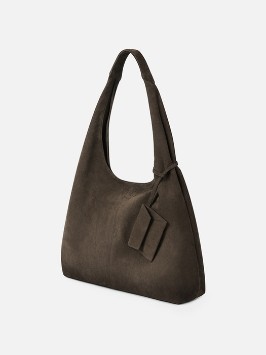 Leaf hobo suede bag (Dark brown)