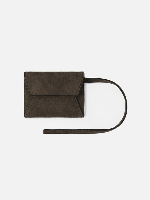 Leaf hobo suede bag (Dark brown)