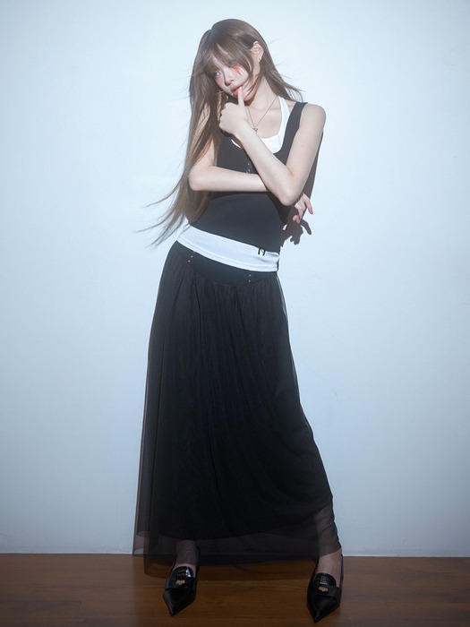 뉴얼린]Jenny cubic chiffon long skirt