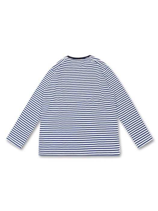 horizon stripe long t shirts -cobalt blue-