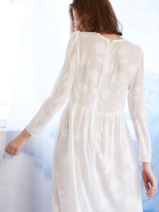  see-through lace long dress_white