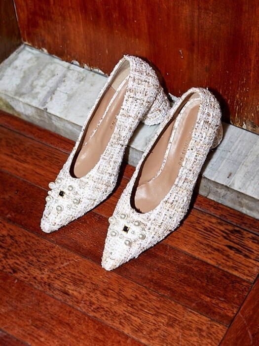 MoMo Tweed Pearl Heel 