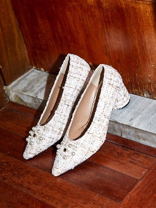 MoMo Tweed Pearl Heel 