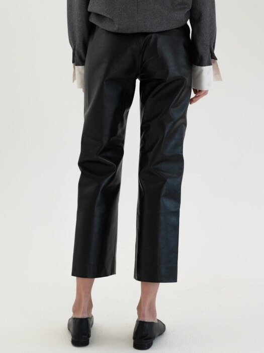 Pin-tuck Leather Pants