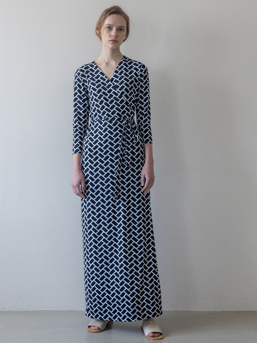 Wrap Dress_(Navy Multi)