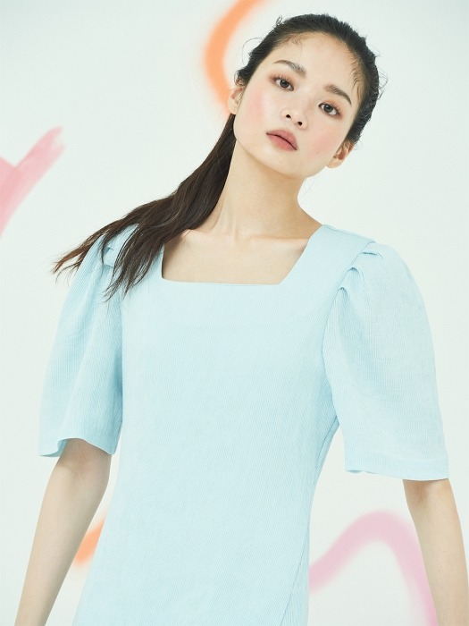 Square neck Minimal Dress in Sky Blue