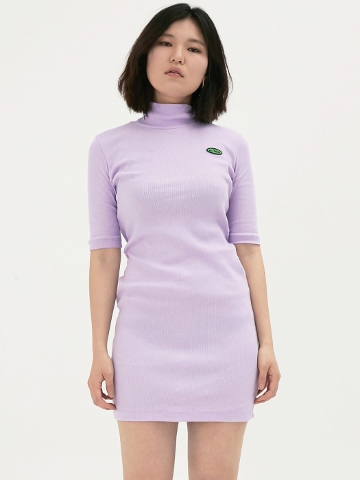 TURTLENECK LOGO TIGHT DRESS_LAVENDER