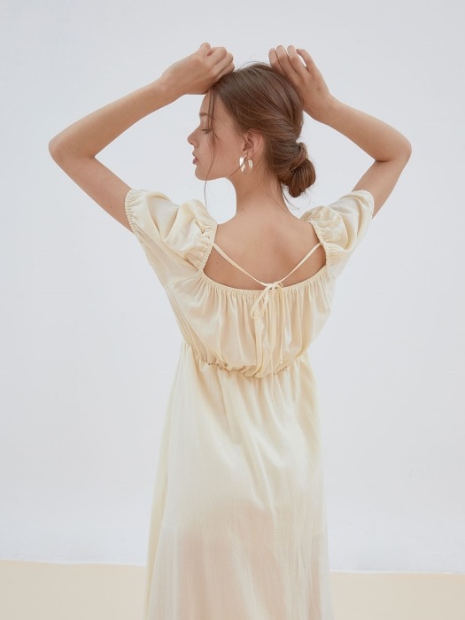vanilla  shirring long dress [cream] 