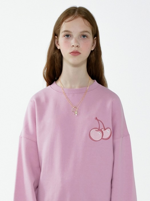 CHERRY TONE ON TONE SWEATSHIRT IA [LIGHT PINK]