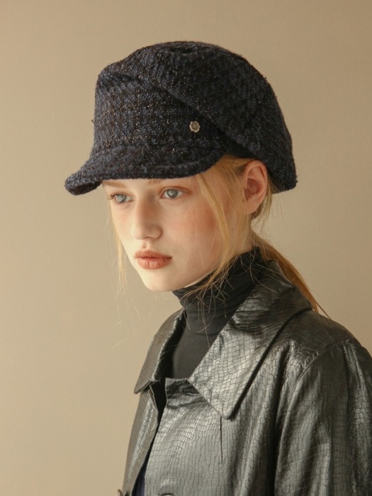 Drapery beanie cap -Tweed