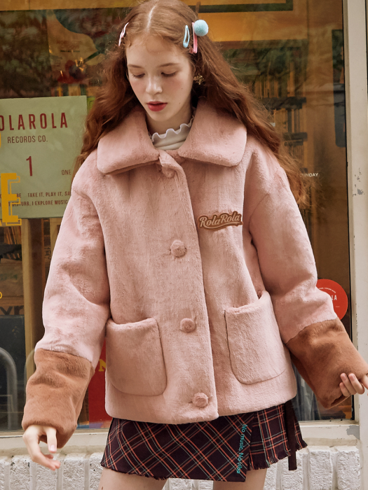 (JK-19702) FAKE FUR JACKET PINK