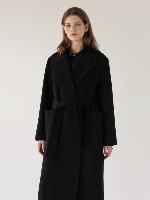 Wide lapel coat - Black