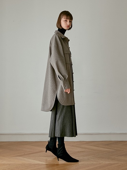 WOOLTOUCH LONG JACKET BROWN