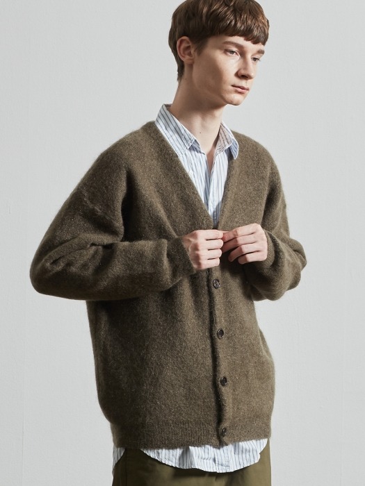 KID MOHAIR CARDIGAN (KHAKI)