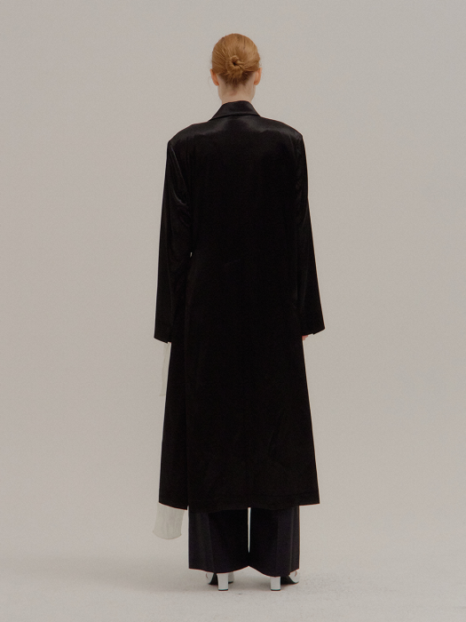 PELLY Tie-front Belted Wrap Black Coat