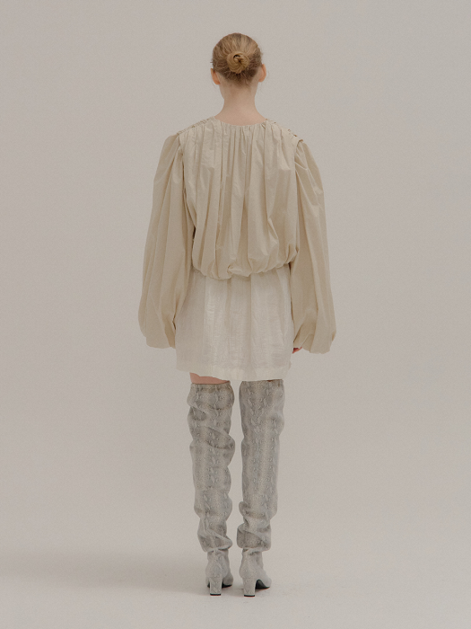 POISON Shirred Mini Skirt Ivory