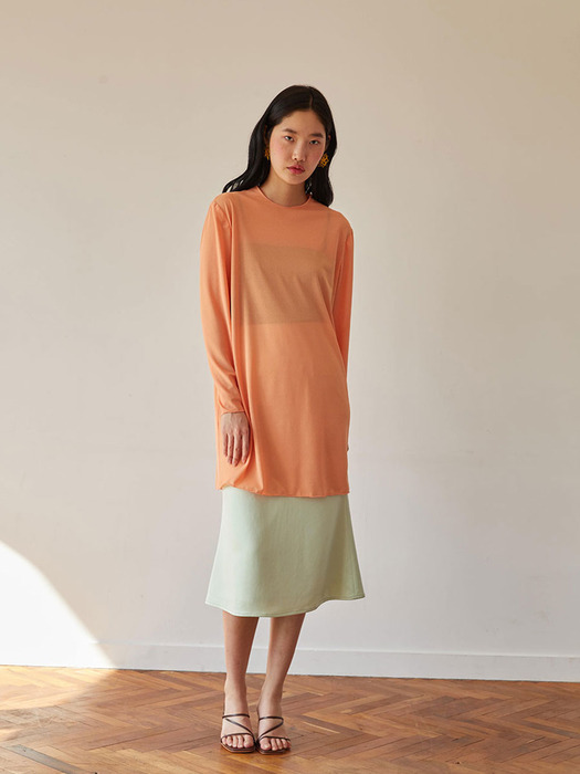 see-through knit top (orange)