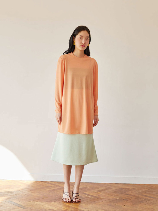 see-through knit top (orange)