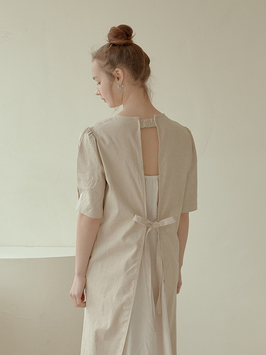2-way linen long dress[beige]