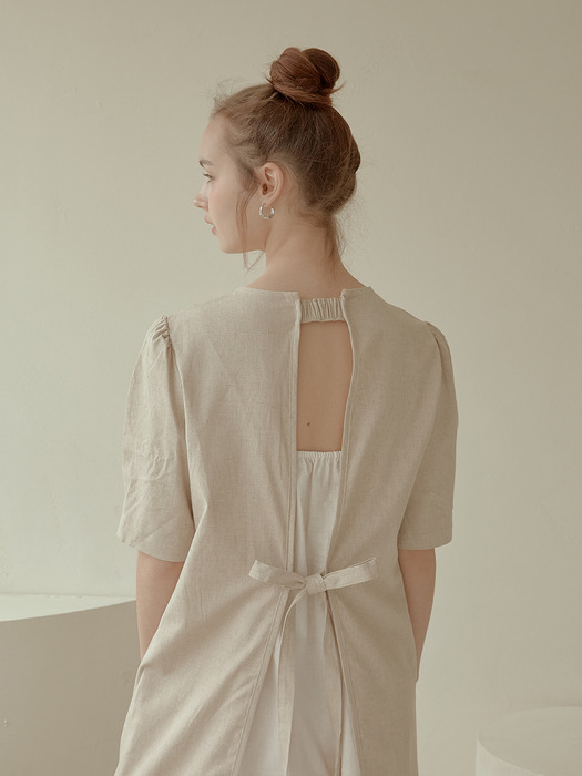 2-way linen long dress[beige]