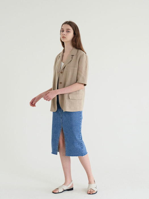 20 SUMMER_Natural Beige Short Sleeve Blazer