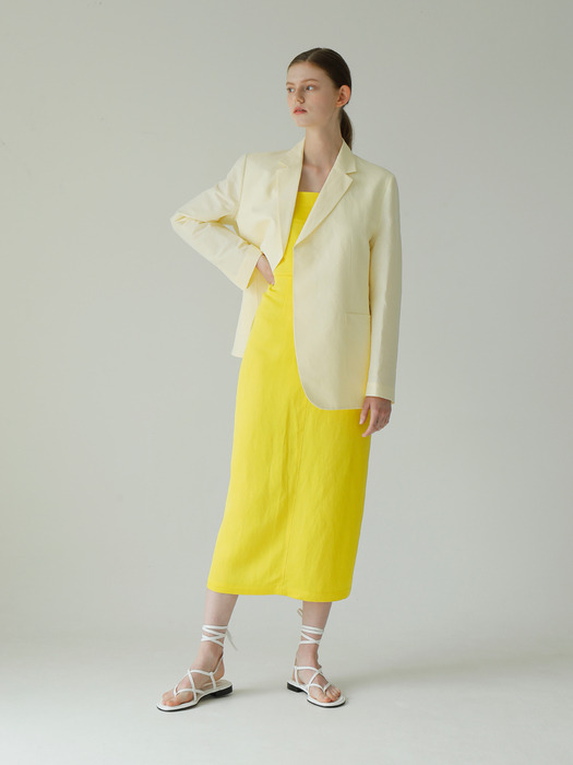 Slip Silk Linen Dress_Yellow