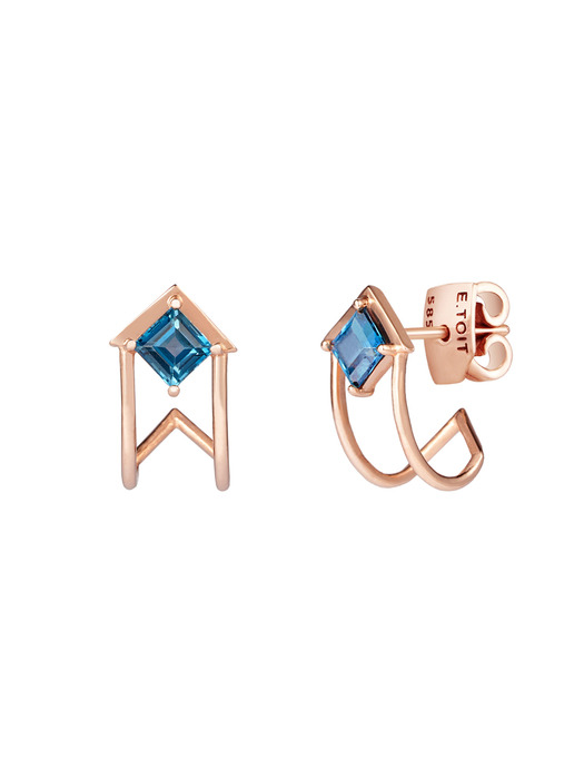 14k gold square london blue topaz earrings ETE-02003