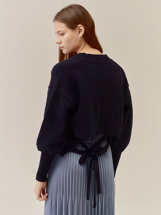 CASHMERE BACK DETAIL CARDIGAN_NAVY (EETZ3CDR01W)