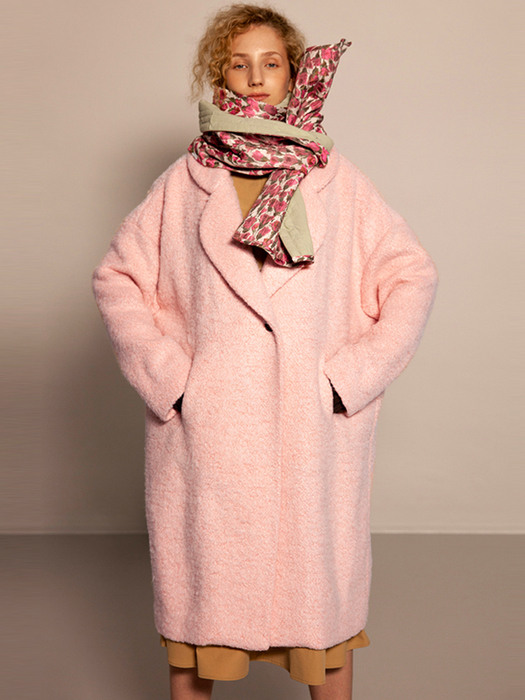 Flower Collar Wool Coat_Pink